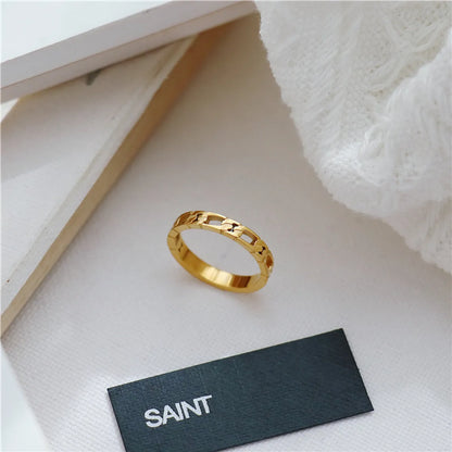 Basic Solid Color Titanium Steel Plating Gold Plated Rings