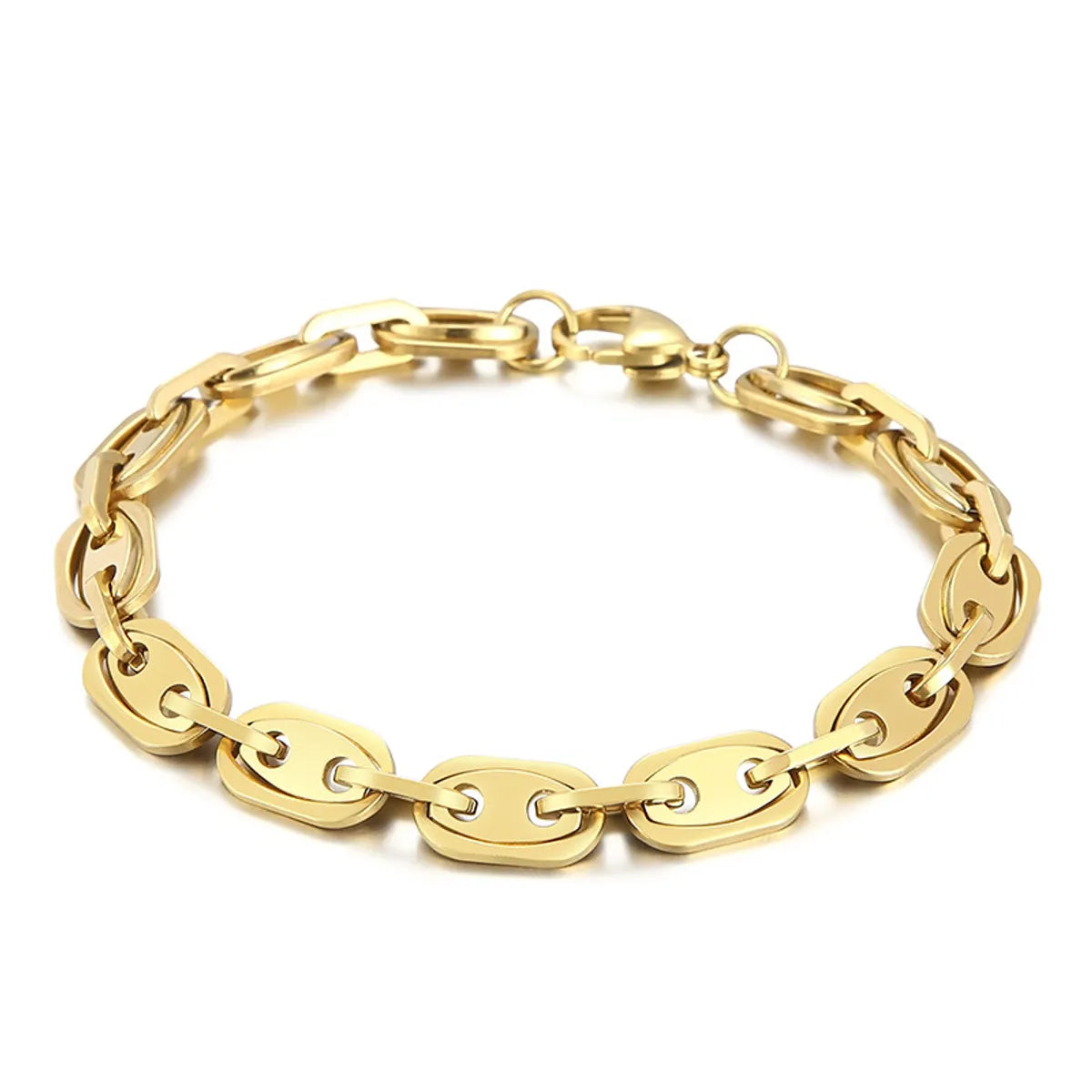 Basic Solid Color Titanium Steel Plating 18K Gold Plated Women'S Bracelets