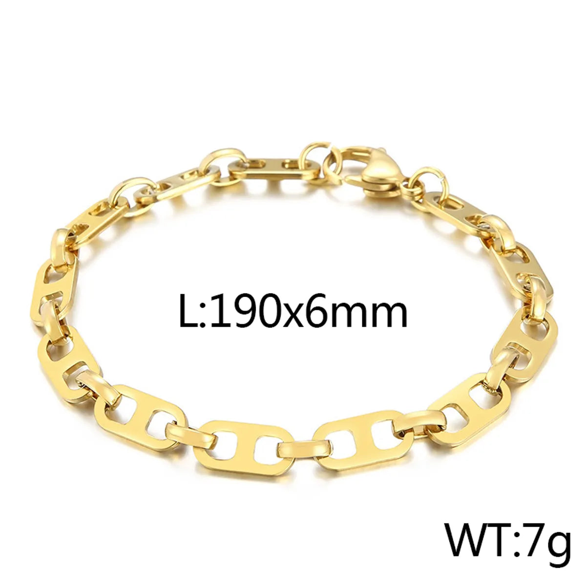 Basic Solid Color Titanium Steel Plating 18K Gold Plated Women'S Bracelets