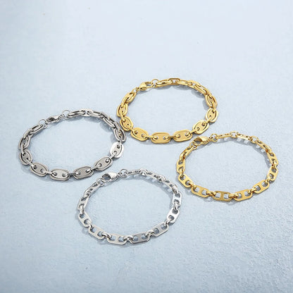 Basic Solid Color Titanium Steel Plating 18K Gold Plated Women'S Bracelets