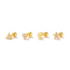 Basic Stacked Threepiece Set Of Sterling Silver Earrings With Stars And Love Shapes Electroplated