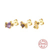 Basic Stacked Threepiece Set Of Sterling Silver Earrings With Stars And Love Shapes Electroplated
