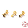 Basic Stacked Threepiece Set Of Sterling Silver Earrings With Stars And Love Shapes Electroplated