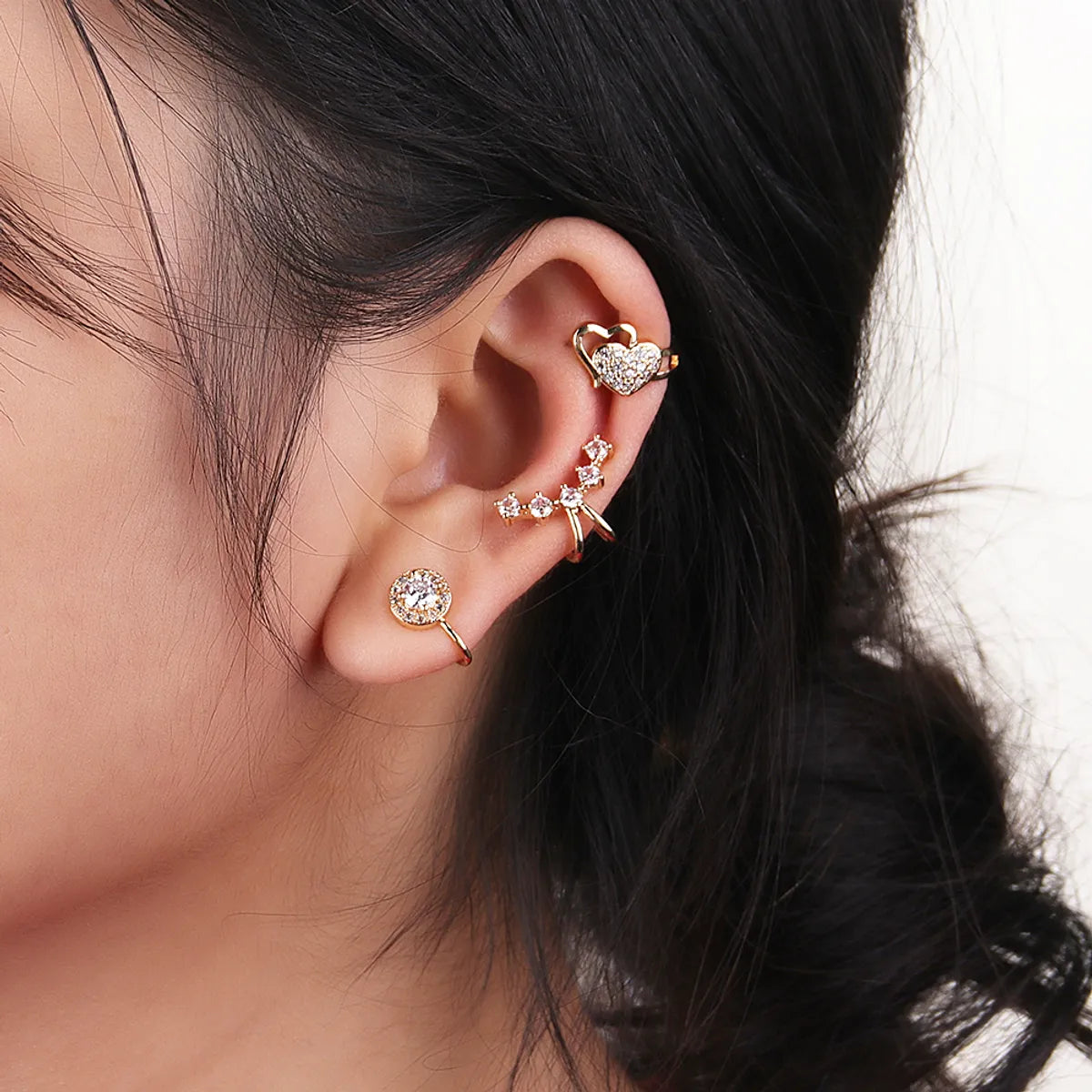 1 Piece Casual Heart Shape Gold Plated Ear Studs