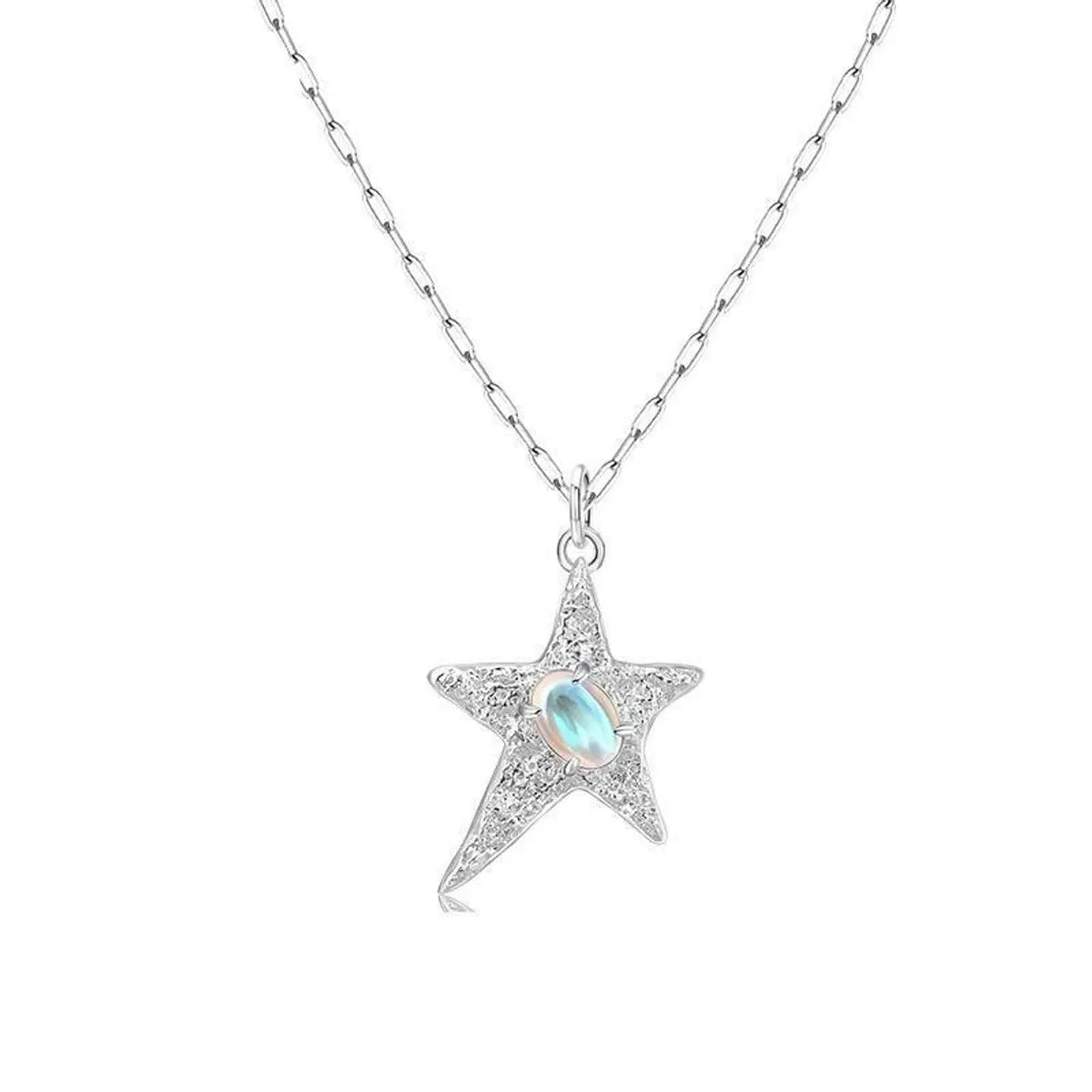 Basic Star Sterling Silver Inlay Zircon Earrings Necklace