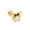 Basic Streetwear Geometric Brass Plating Inlay Zircon 18k Gold Plated Lip Stud