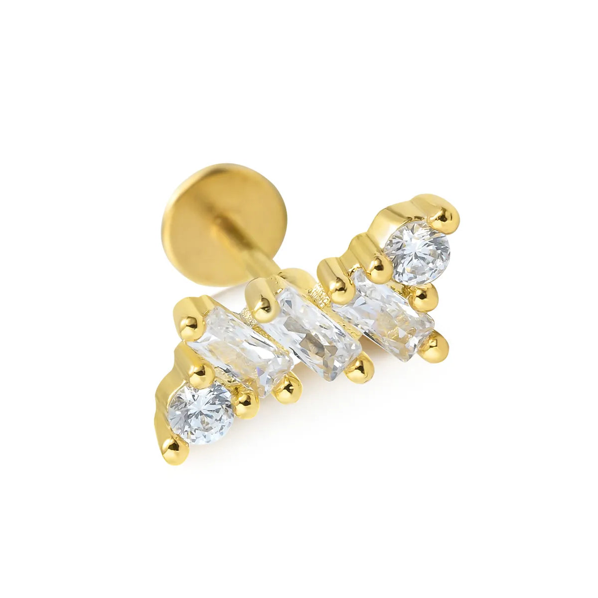 Basic Streetwear Geometric Brass Plating Inlay Zircon 18k Gold Plated Lip Stud