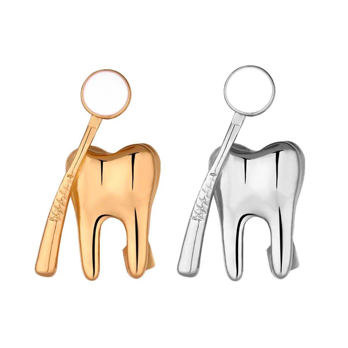 Basic Toothbrush Teeth Alloy Plating Unisex Brooches