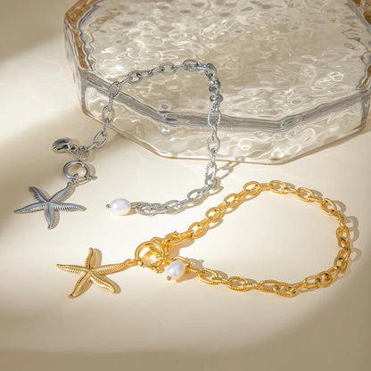 Basic Vacation Classic Style Starfish 304 Stainless Steel 18K Gold Plated Bracelets In Bulk