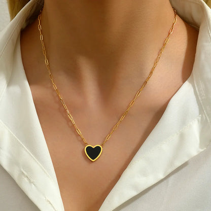 Basic Vacation Romantic Heart Shape Stainless Steel Plating 18k Gold Plated Necklace