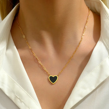 Basic Vacation Romantic Heart Shape Stainless Steel Plating 18k Gold Plated Necklace