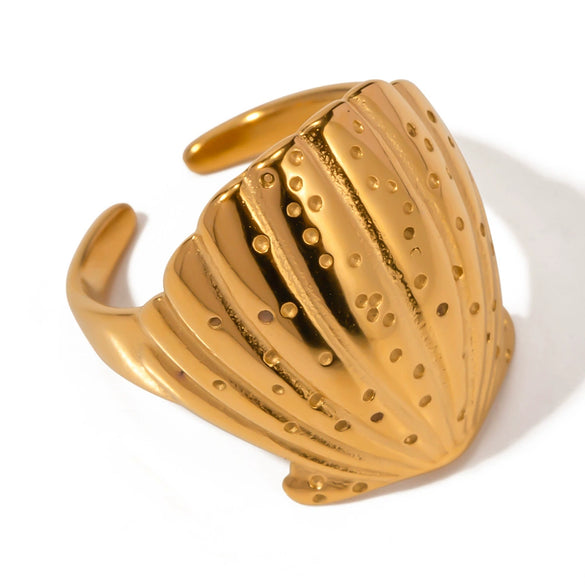Beach Accessories Shell Ring Stainless Steel Electroplated 18K Gold Geometric Style