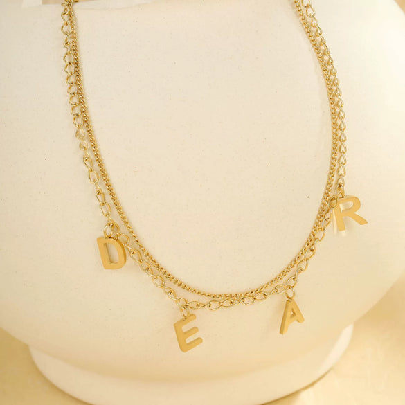 Beach Anklet Stainless Steel Multilayered Stacked Letter Geometric Style Unisex