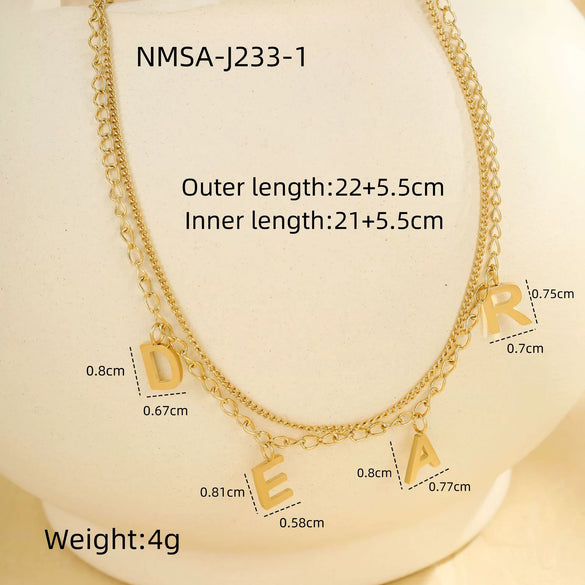Beach Anklet Stainless Steel Multilayered Stacked Letter Geometric Style Unisex