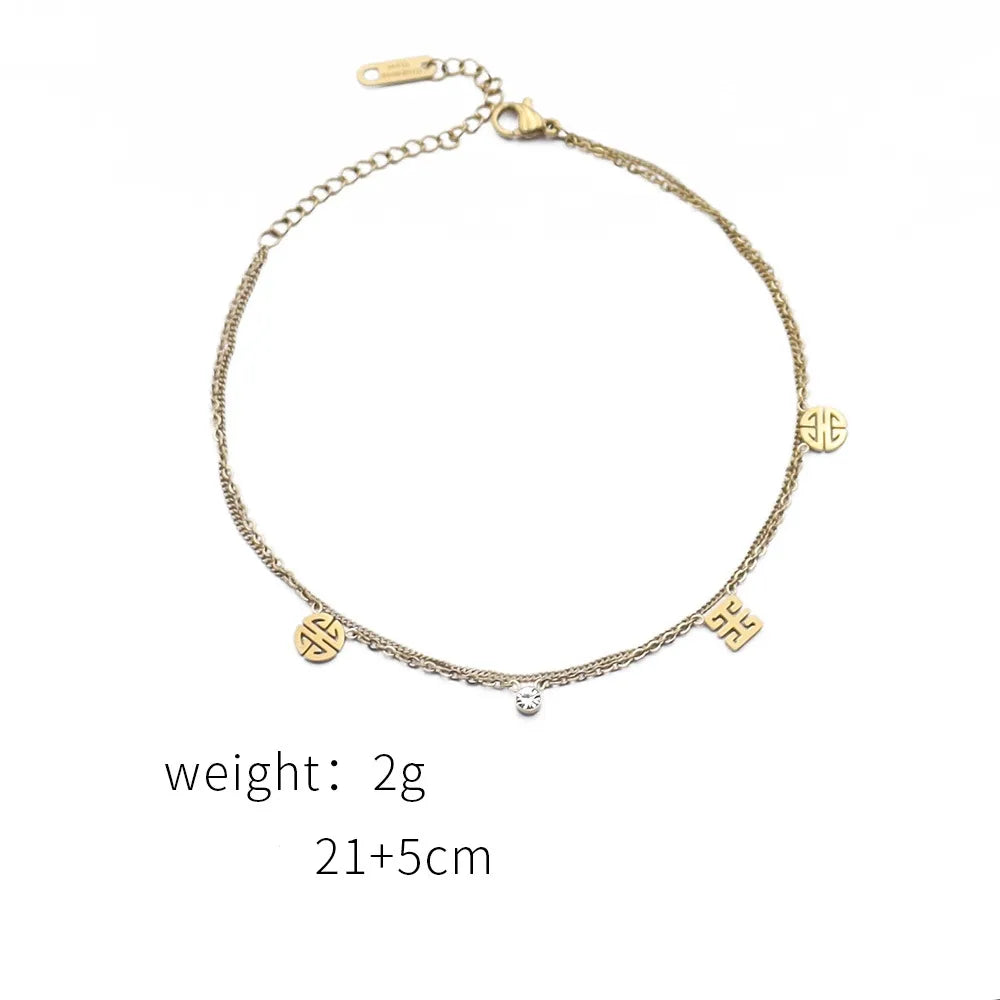 Beach Geometric Stainless Steel Plating Women'S Anklet