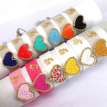 Beach Heart Shape Glass Plating 18k Gold Plated Women's Bangle