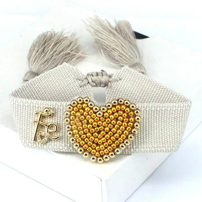 Beach Heart Shape Glass Plating 18k Gold Plated Women's Bangle