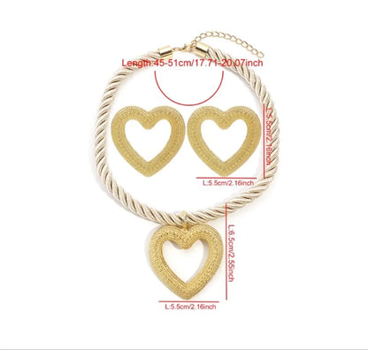 Beach Heart Shape Shell Alloy Braid Rope Women'S Jewelry Set