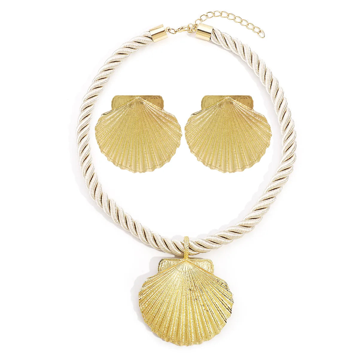 Beach Heart Shape Shell Alloy Braid Rope Women'S Jewelry Set