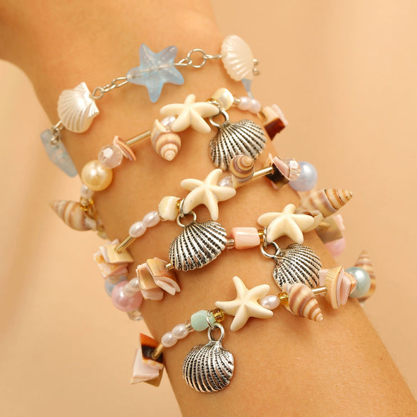 Beach Marine Bracelet Zinc Alloy Animal Zodiac Mixed Gemstone Setting Electroplating For Women