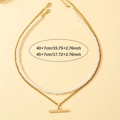 Beach Simple Style Solid Color Plastic Zinc Alloy Beaded Women'S Double Layer Necklaces