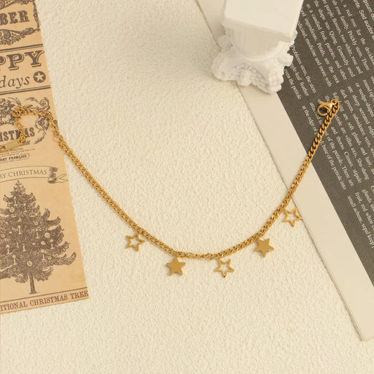 Beach Simple Style Star 304 Stainless Steel Inlay Shell 18K Gold Plated Women'S Anklet