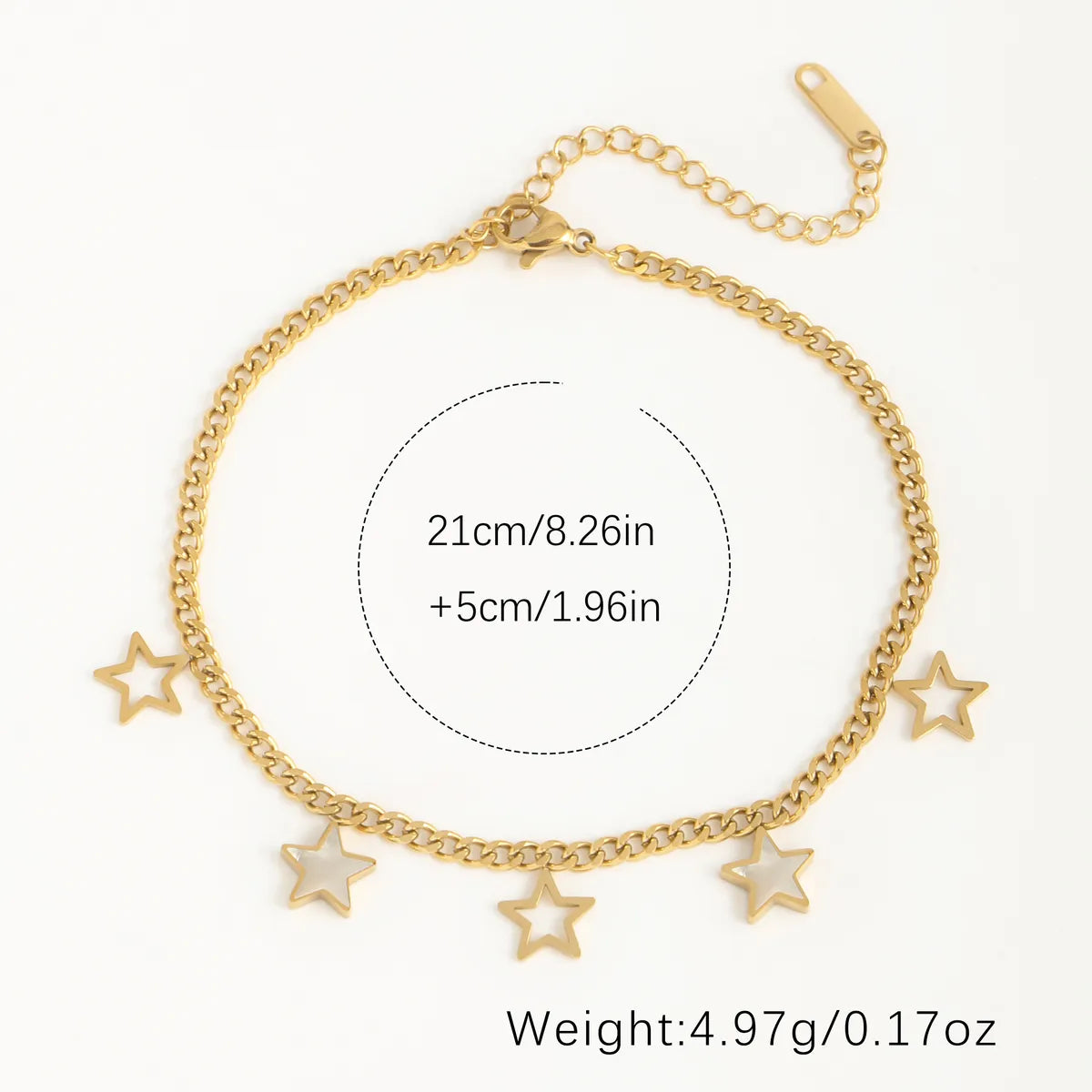 Beach Simple Style Star 304 Stainless Steel Inlay Shell 18K Gold Plated Women'S Anklet