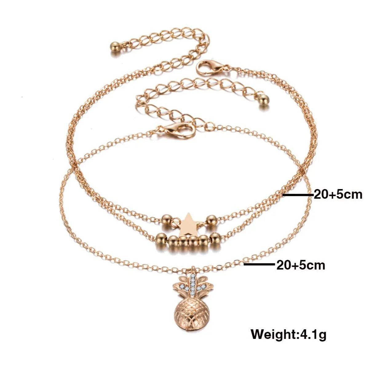 Beach Star Pineapple Alloy Plating Inlay Rhinestones Women's Anklet