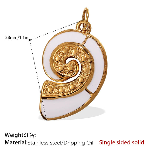 Beach Starfish Conch Pendant Necklace 316L Stainless Steel 18K Gold Plated Eight Eyes Pattern