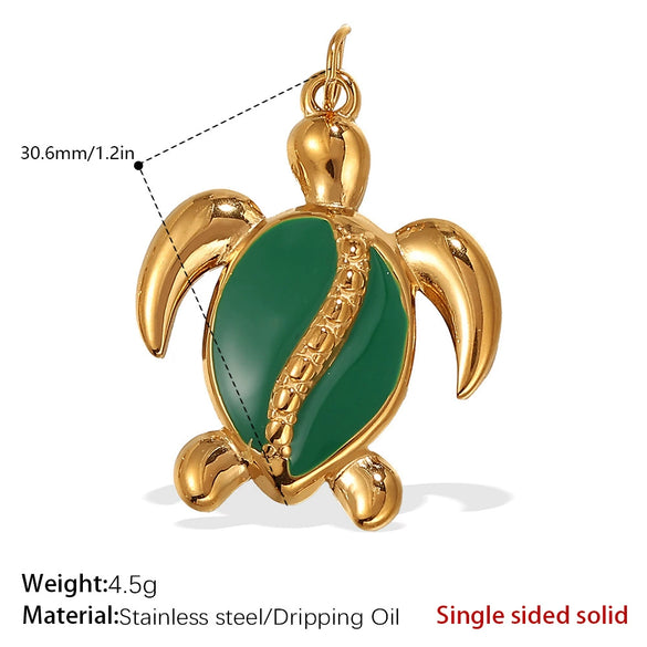 Beach Starfish Conch Pendant Necklace 316L Stainless Steel 18K Gold Plated Eight Eyes Pattern