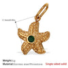 Beach Starfish Conch Pendant Necklace 316L Stainless Steel 18K Gold Plated Eight Eyes Pattern