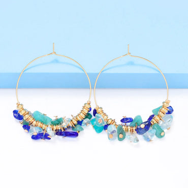 Beach Streetwear Irregular Alloy Resin Stone Women'S Hoop Earrings