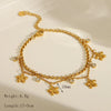 Beach Sweet Artistic Star Flower Butterfly 304 Stainless Steel 18K Gold Plated Zircon Bracelets In Bulk