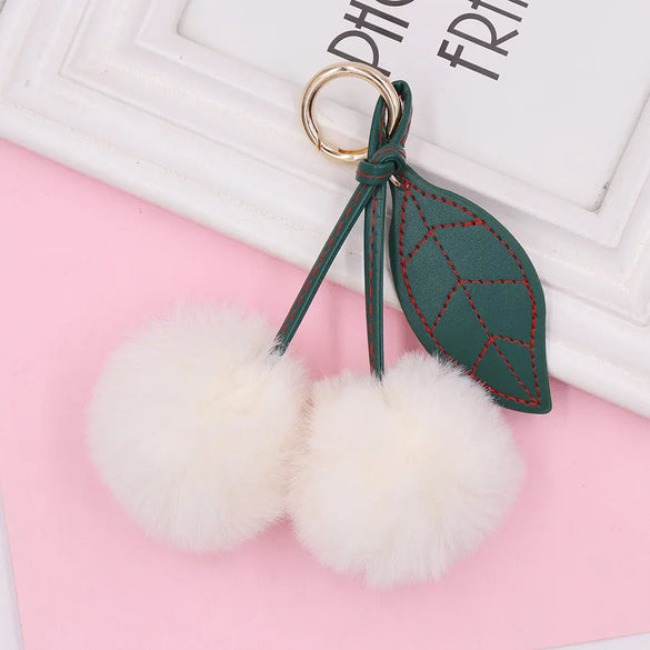 Beach Sweet Cherry Imitate Rex Rabbit Fur Alloy Women'S Keychain