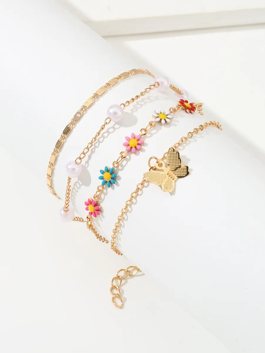 Beach Sweet Flower Butterfly Alloy Wholesale Anklet