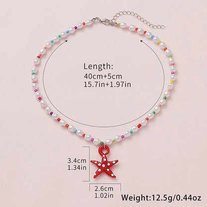 Beach Sweet Starfish Arylic Imitation Pearl Glass Wholesale Pendant Necklace