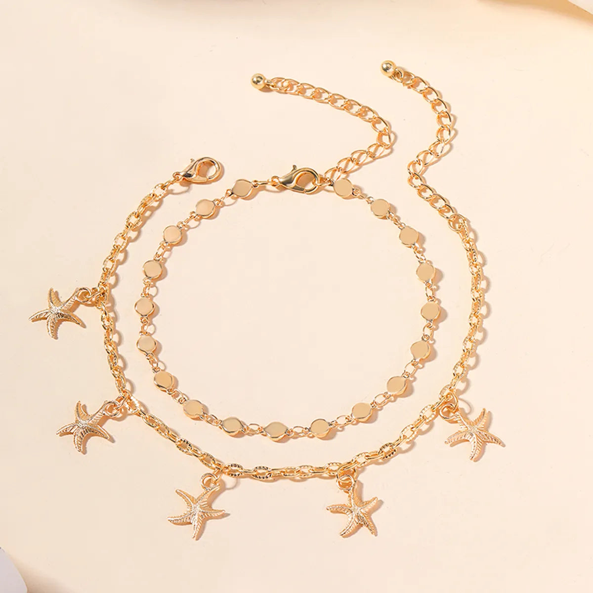 Beach Tropical Classic Style Starfish Zinc Alloy Plating 18k Gold Plated Women's Anklet