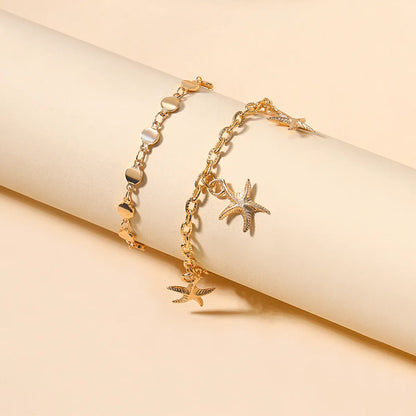 Beach Tropical Classic Style Starfish Zinc Alloy Plating 18k Gold Plated Women's Anklet