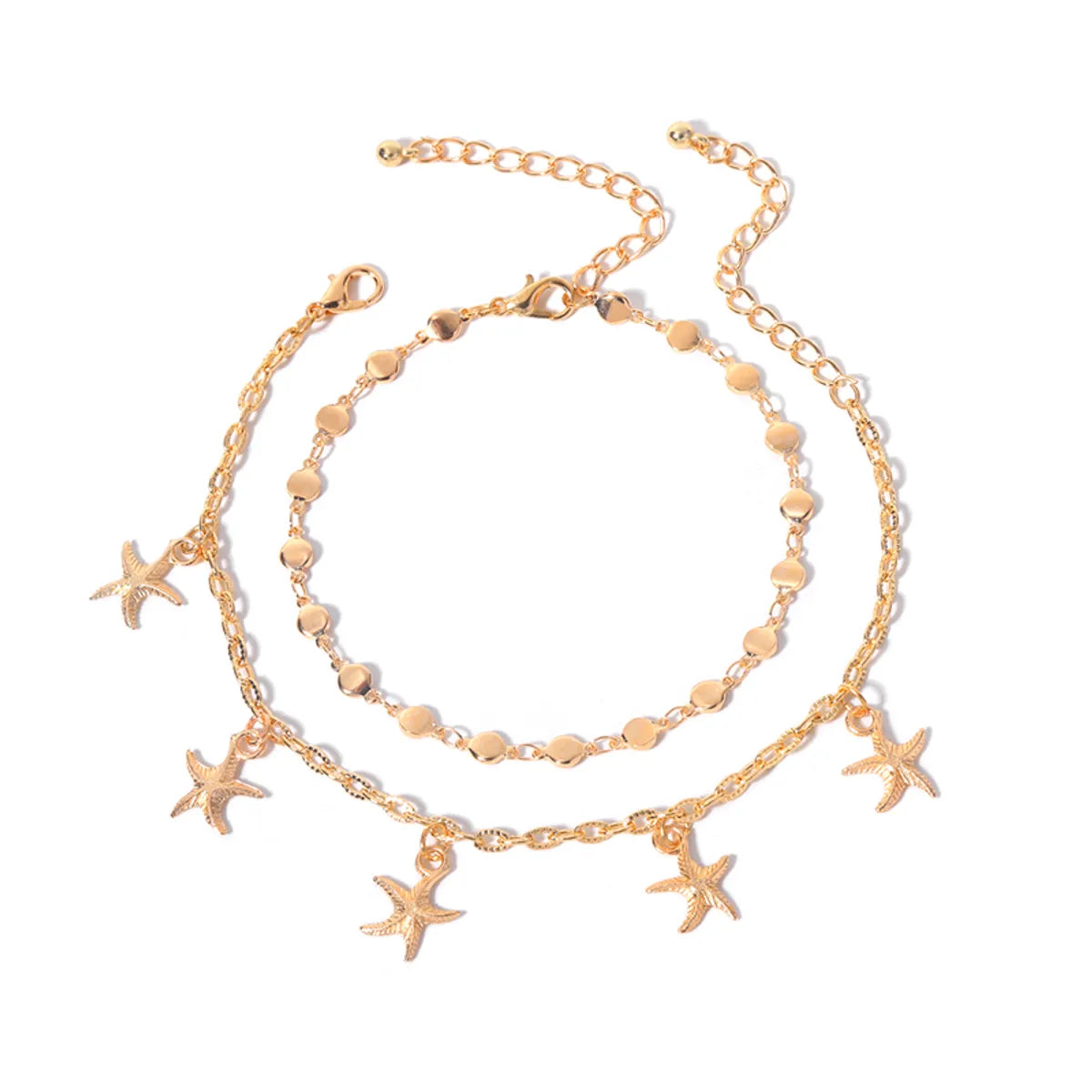 Beach Tropical Classic Style Starfish Zinc Alloy Plating 18k Gold Plated Women's Anklet