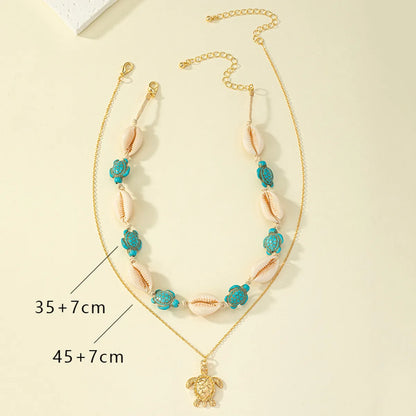 Beach Tropical Korean Style Tortoise Starfish Shell Alloy Plating Women's Pendant Necklace