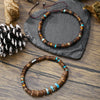 Bead Bracelet Wooden Pine Stone Geometric Handmade Bohemian Style Unisex