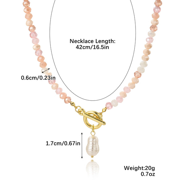 Bead Necklace Artificial Crystal Geometric Simple Light Luxury Electroplating Women's