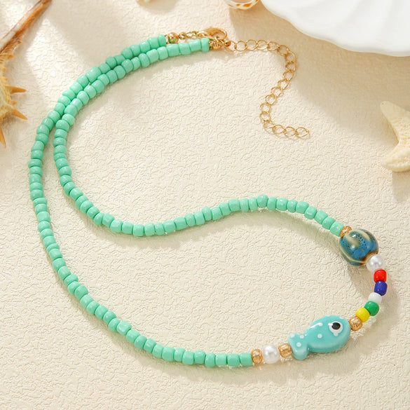 Beaded And Resin Animal Zodiac Style Electroplated Necklace And Bracelet