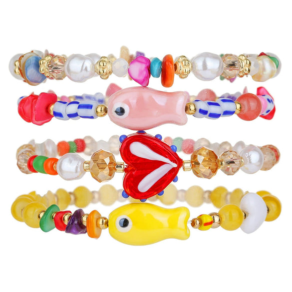 Beaded Bracelet Ceramic Imitation Pearl Crystal Geometric Handmade Jewelry