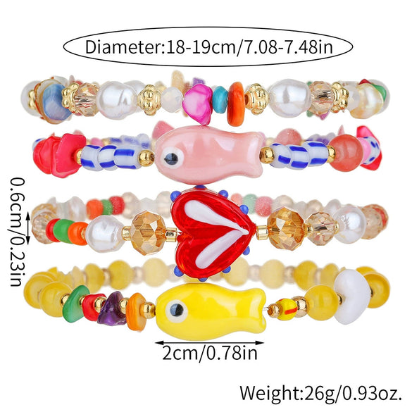 Beaded Bracelet Ceramic Imitation Pearl Crystal Geometric Handmade Jewelry