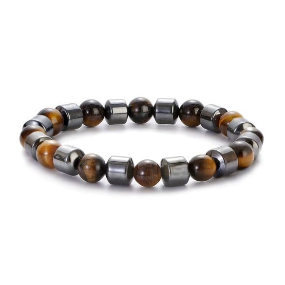 Beaded Bracelet Malachite Black Gallstone Tiger Eye Stone Volcanic Stone Handmade Fashion Geometric Unisex