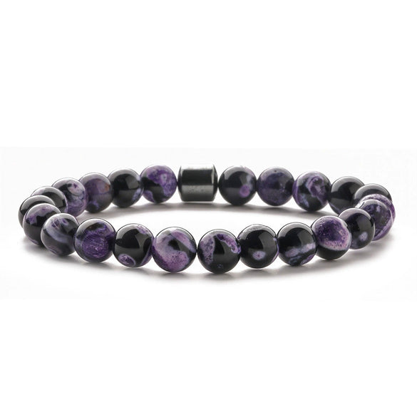 Beaded Bracelet Malachite Black Gallstone Tiger Eye Stone Volcanic Stone Handmade Fashion Geometric Unisex