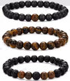 Beaded Bracelet Malachite Black Gallstone Tiger Eye Stone Volcanic Stone Handmade Fashion Geometric Unisex