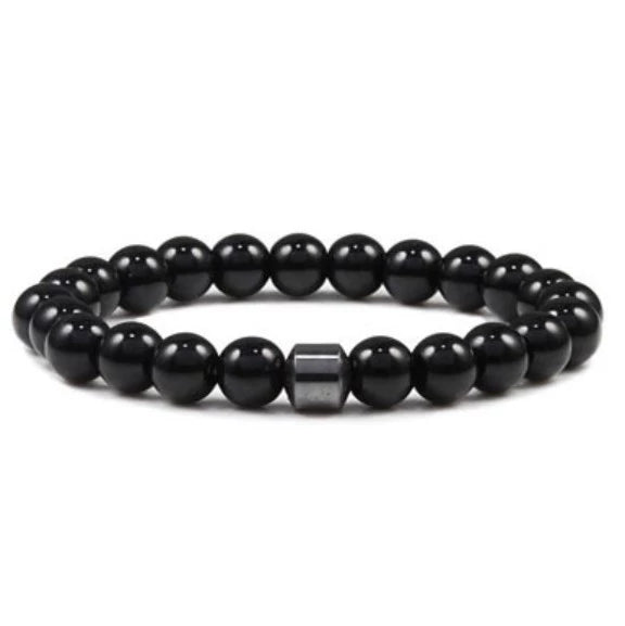 Beaded Bracelet Malachite Black Gallstone Tiger Eye Stone Volcanic Stone Handmade Fashion Geometric Unisex