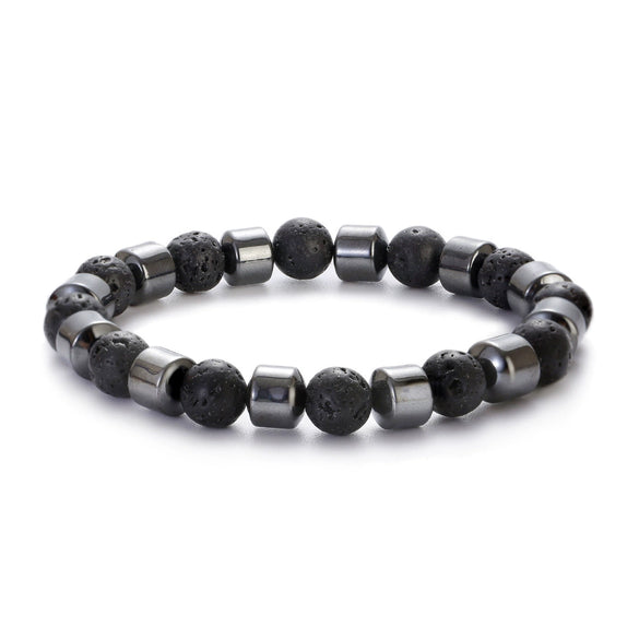 Beaded Bracelet Malachite Black Gallstone Tiger Eye Stone Volcanic Stone Handmade Fashion Geometric Unisex